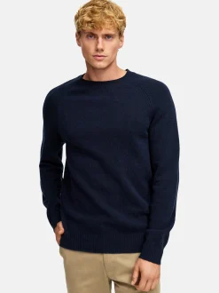 Kronstadt Herren Strickpullover - KSLarson crew neck knit in blau