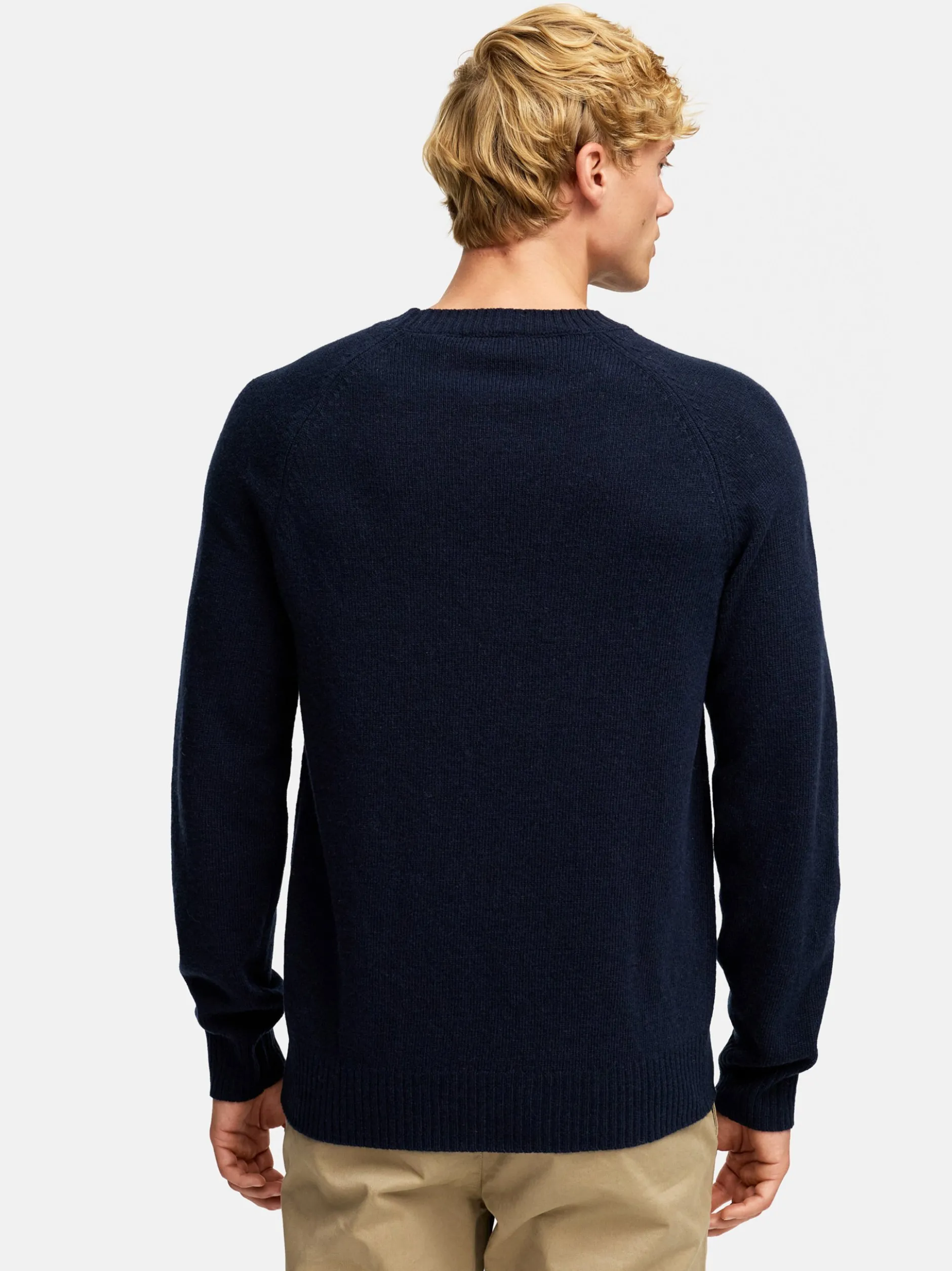 Kronstadt Herren Strickpullover - KSLarson crew neck knit in blau