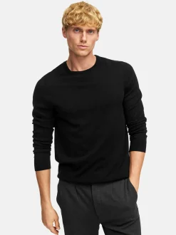Kronstadt Herren Strickpullover - KSJohannes merino crew knit in schwarz