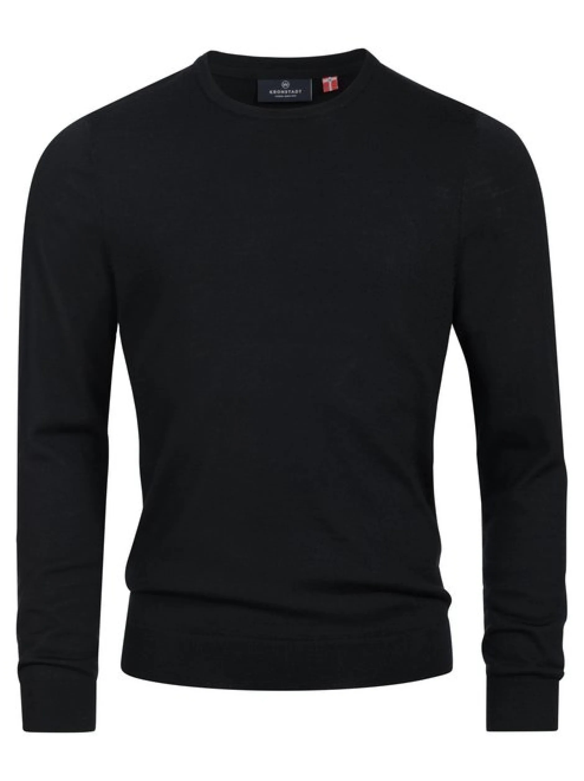 Kronstadt Herren Strickpullover - KSJohannes merino crew knit in schwarz