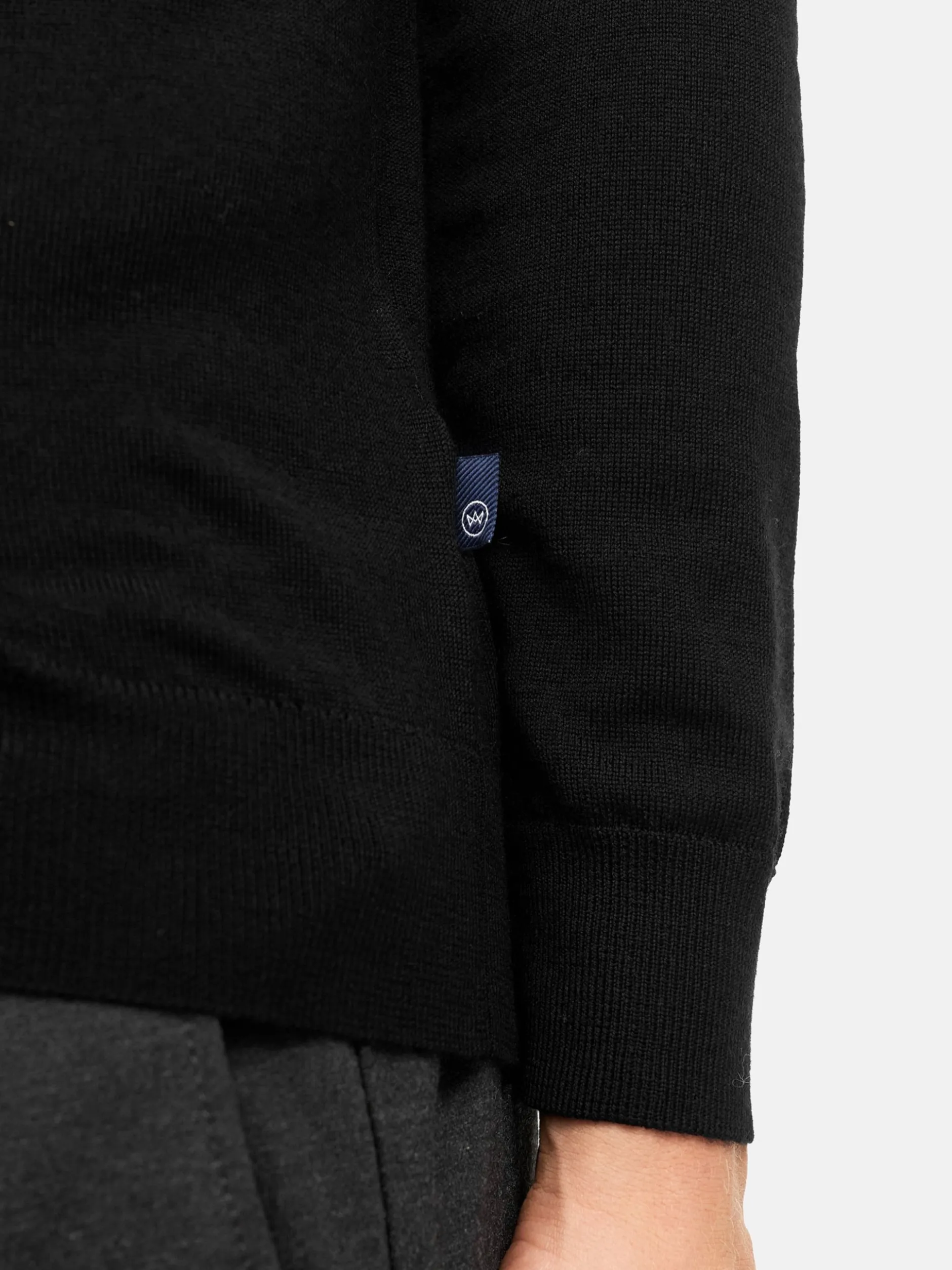 Kronstadt Herren Strickpullover - KSJohannes merino crew knit in schwarz