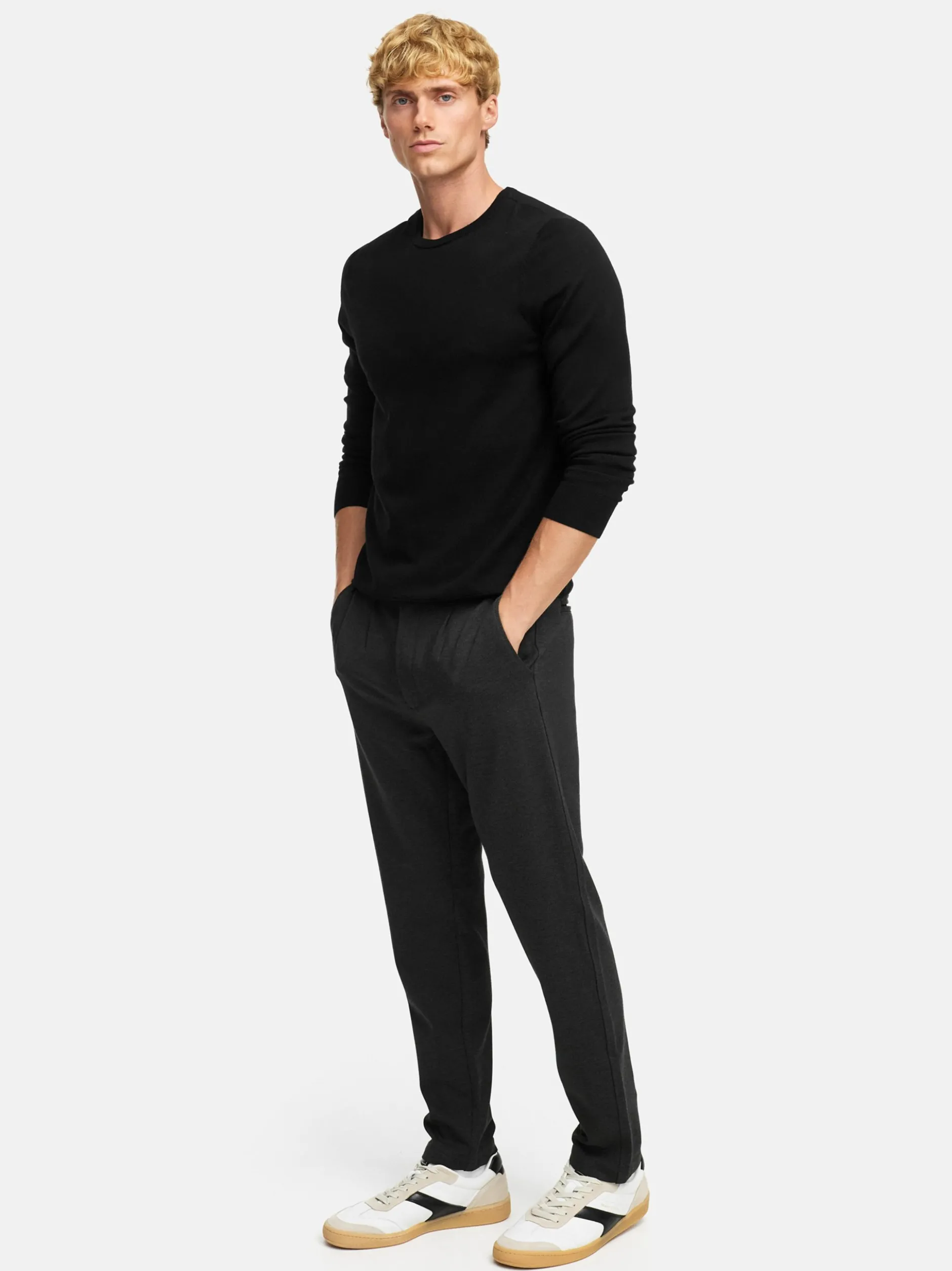Kronstadt Herren Strickpullover - KSJohannes merino crew knit in schwarz