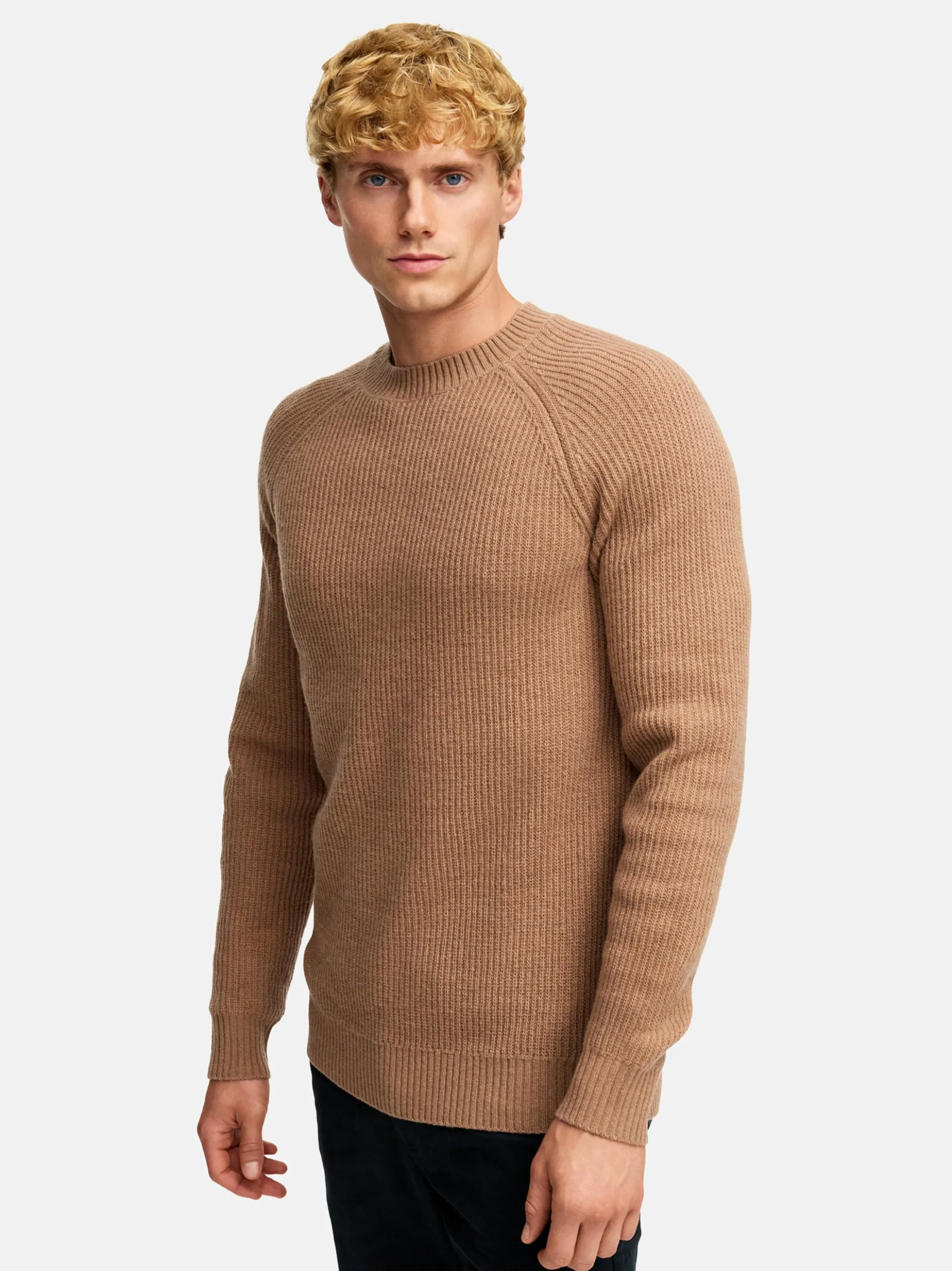 Kronstadt Herren Strickpullover - KSDorsey crew neck knit in braun