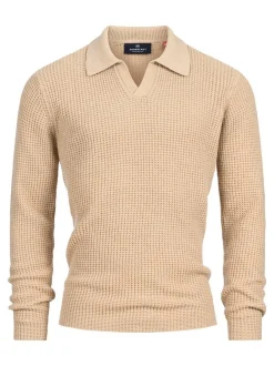 Kronstadt Herren Strickpullover - KSCrombie polo knit in beige