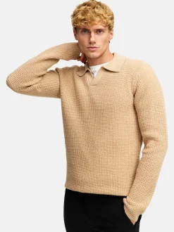 Kronstadt Herren Strickpullover - KSCrombie polo knit in beige
