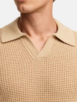 Kronstadt Herren Strickpullover - KSCrombie polo knit in beige