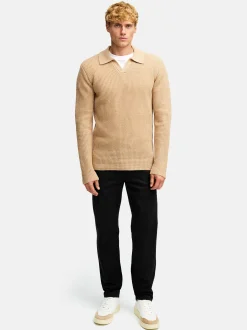 Kronstadt Herren Strickpullover - KSCrombie polo knit in beige