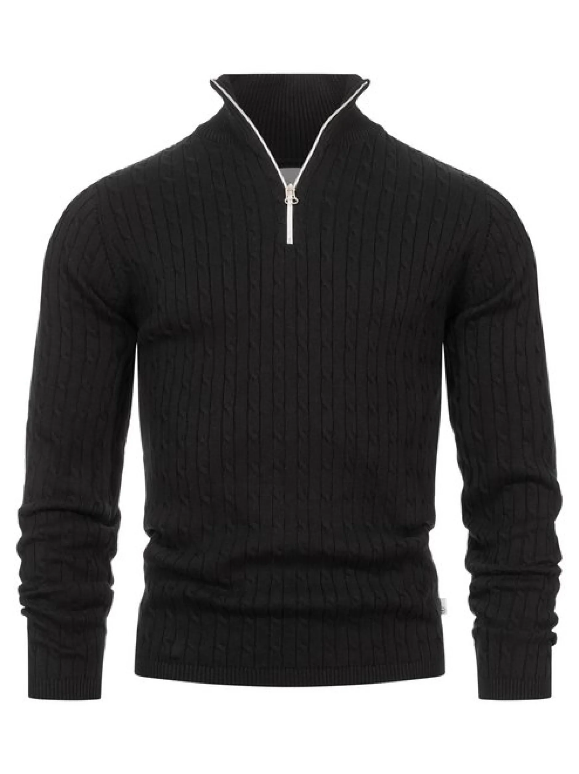 Kronstadt Herren Strickpullover - KSCable Half-Zip in schwarz