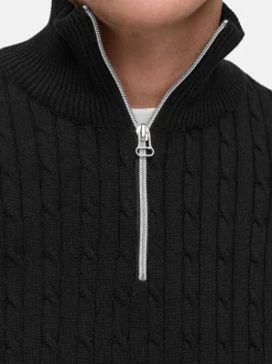 Kronstadt Herren Strickpullover - KSCable Half-Zip in schwarz