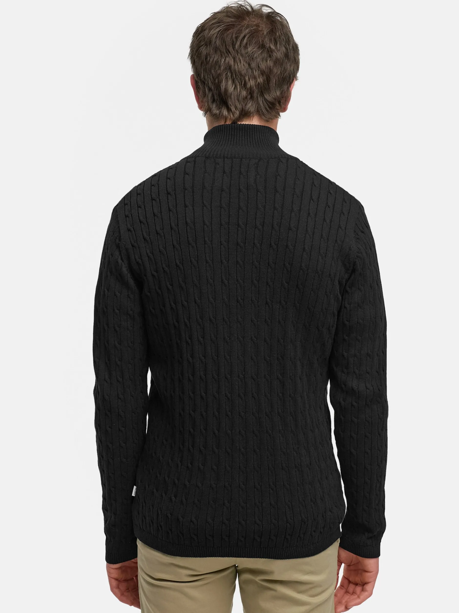 Kronstadt Herren Strickpullover - KSCable Half-Zip in schwarz