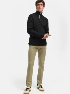 Kronstadt Herren Strickpullover - KSCable Half-Zip in schwarz