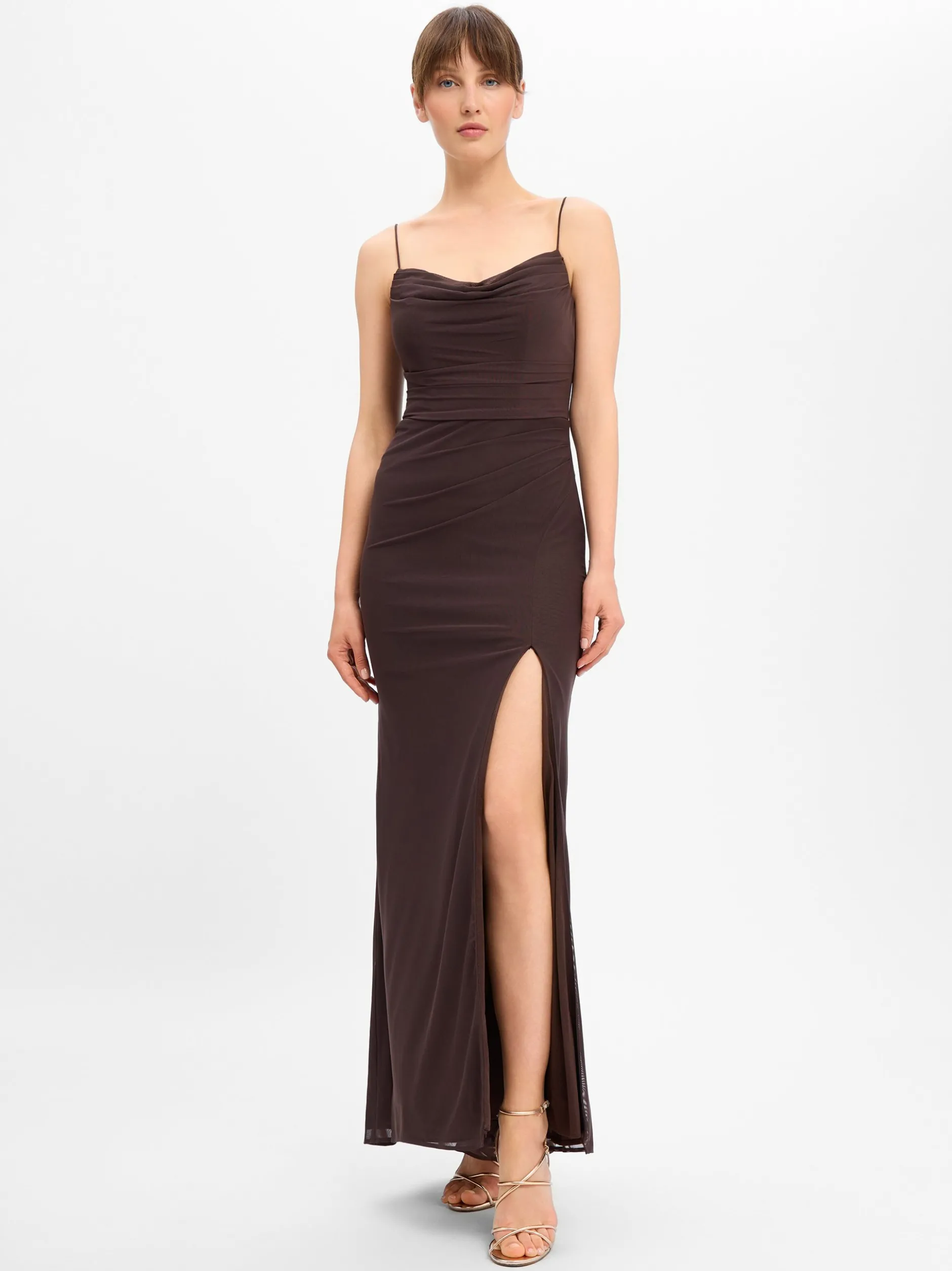 Laona Damen Abendkleid in schoko - Ärmel: ohne Arm