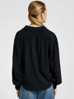 Lee Damen Hemdbluse - Statement Collar in schwarz