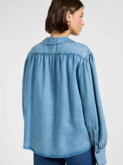 Lee Damen Hemdbluse - Statement Collar in hellblau