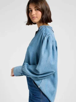 Lee Damen Hemdbluse - Statement Collar in hellblau