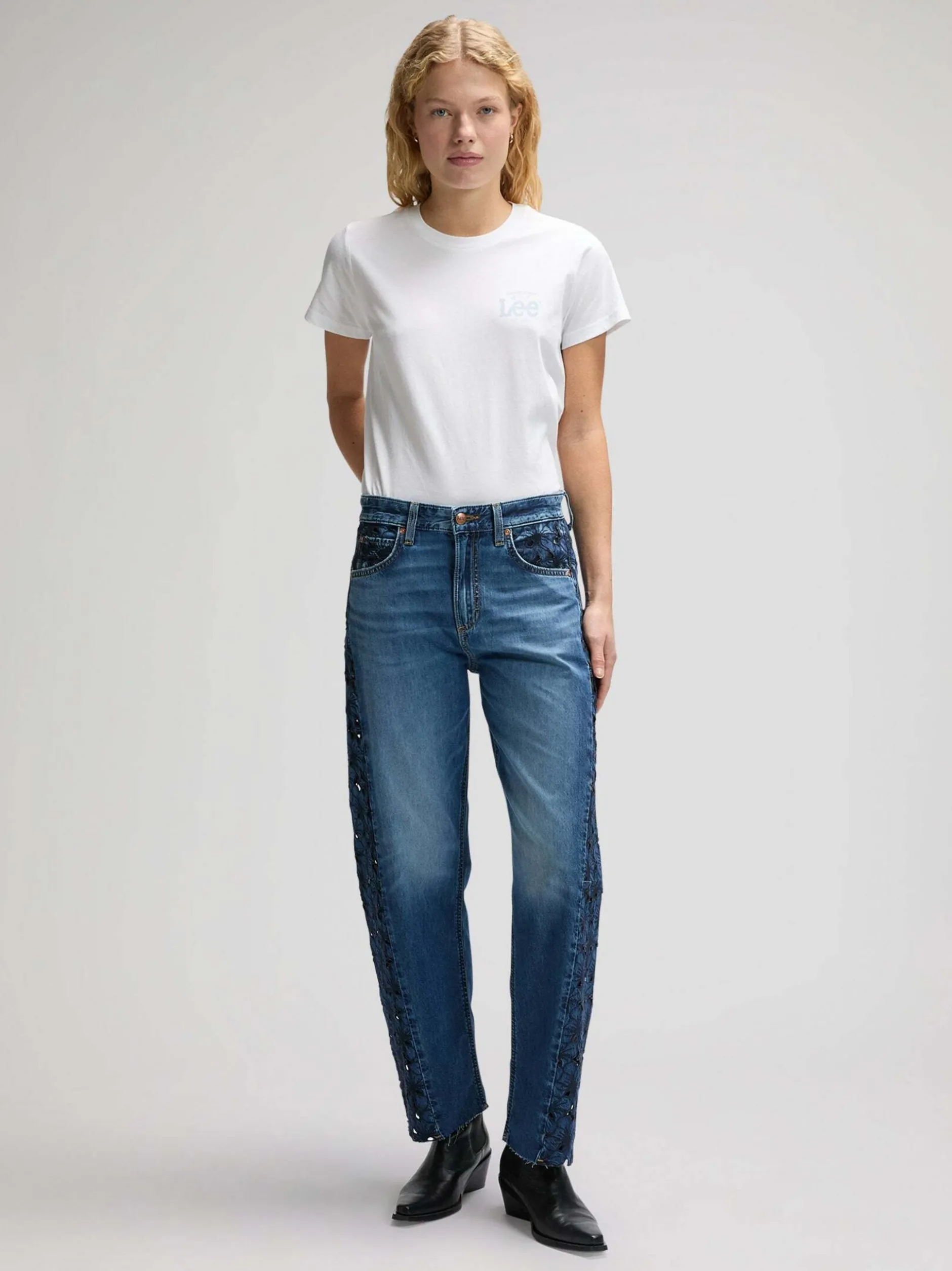 Lee Damen Jeans - Rider Barrel in dark stone denim