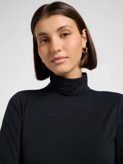 Lee Damen Langarmshirt - Ls Turtle in schwarz