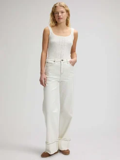 Lee Damen Top - Knitted in ecru - Ausschnitt: Rundhals