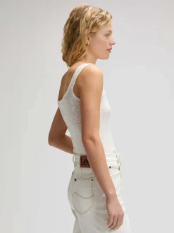 Lee Damen Top - Knitted in ecru - Ausschnitt: Rundhals
