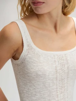 Lee Damen Top - Knitted in ecru - Ausschnitt: Rundhals