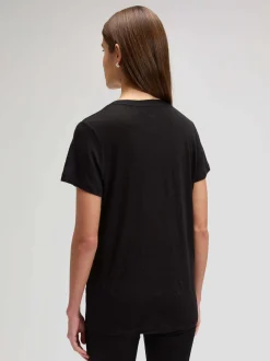 Lee Damen T-Shirt - V Neck in schwarz - Ärmel: kurzarm