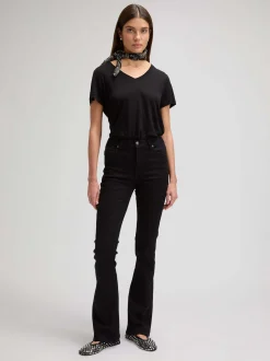 Lee Damen T-Shirt - V Neck in schwarz - Ärmel: kurzarm
