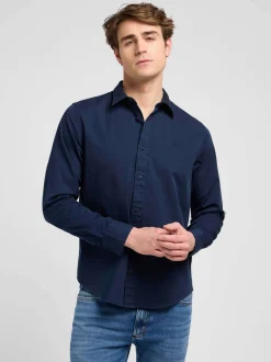 Lee Herren Langarmhemd - Patch in marine