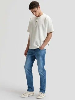 Lee Herren T-Shirt - Henley in ecru - Ausschnitt: Henley