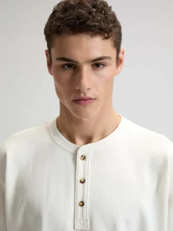 Lee Herren T-Shirt - Henley in ecru - Ausschnitt: Henley