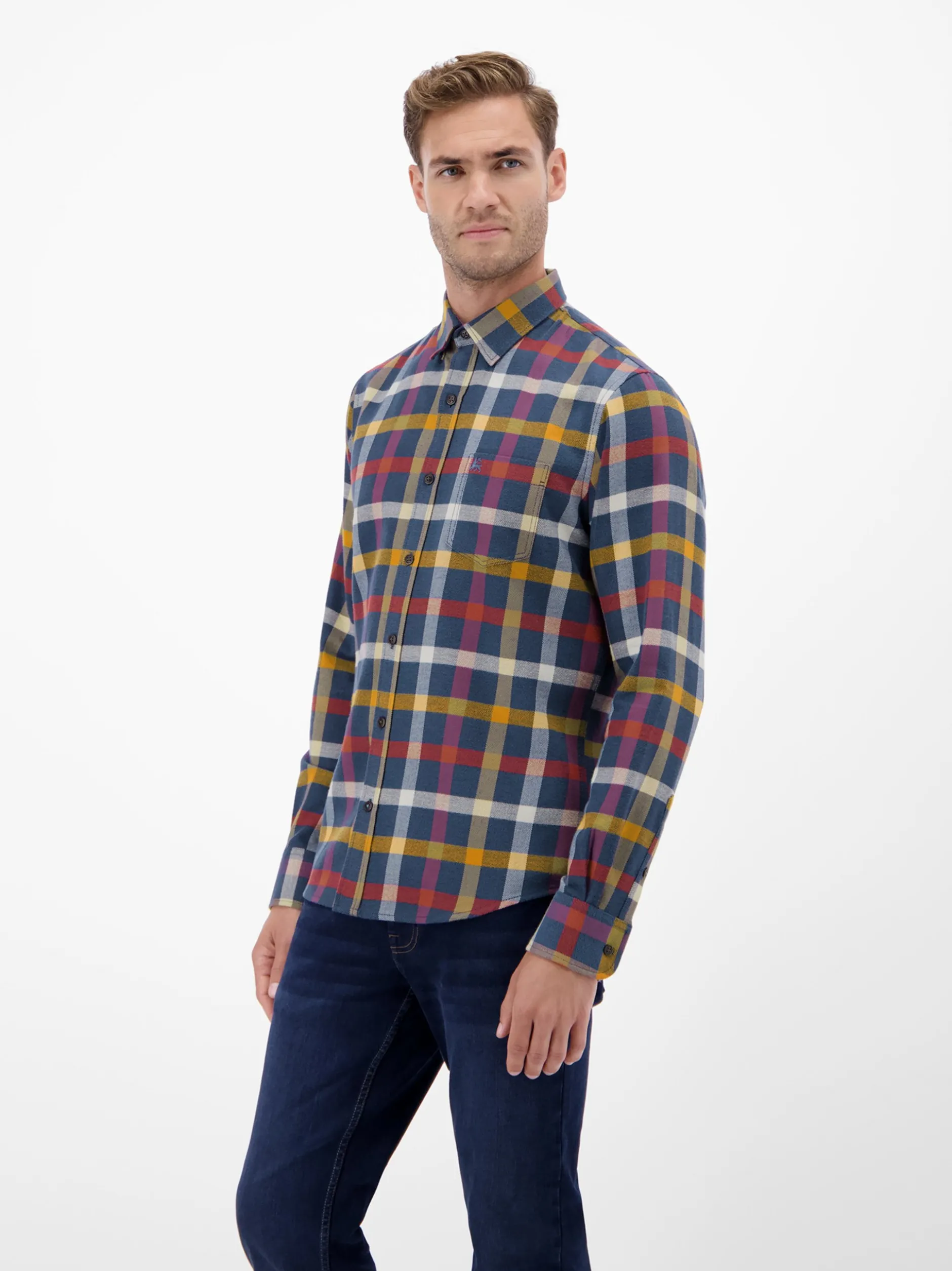 LERROS Herren Flanellhemd in blau