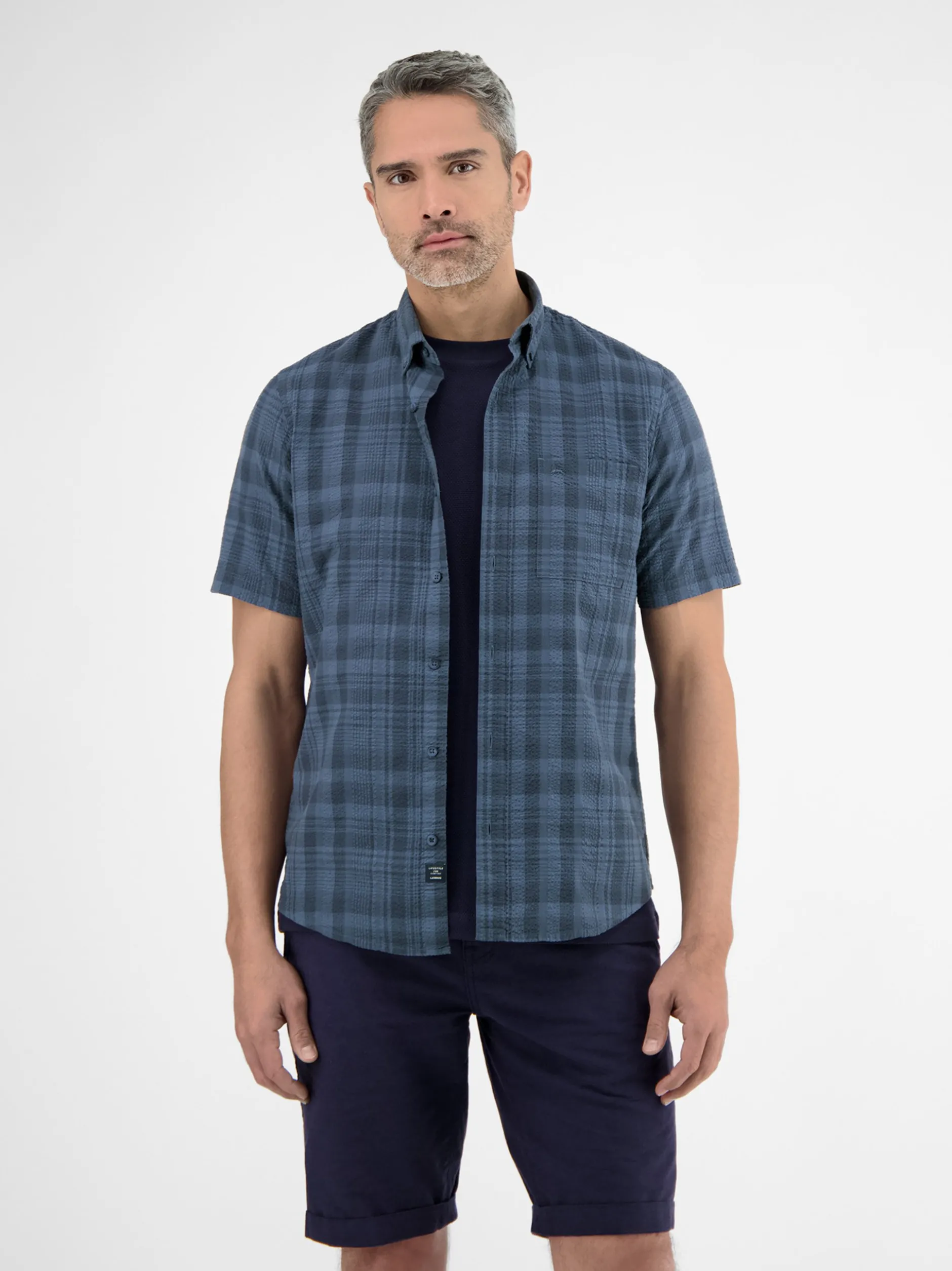 LERROS Herren Karohemd in blau