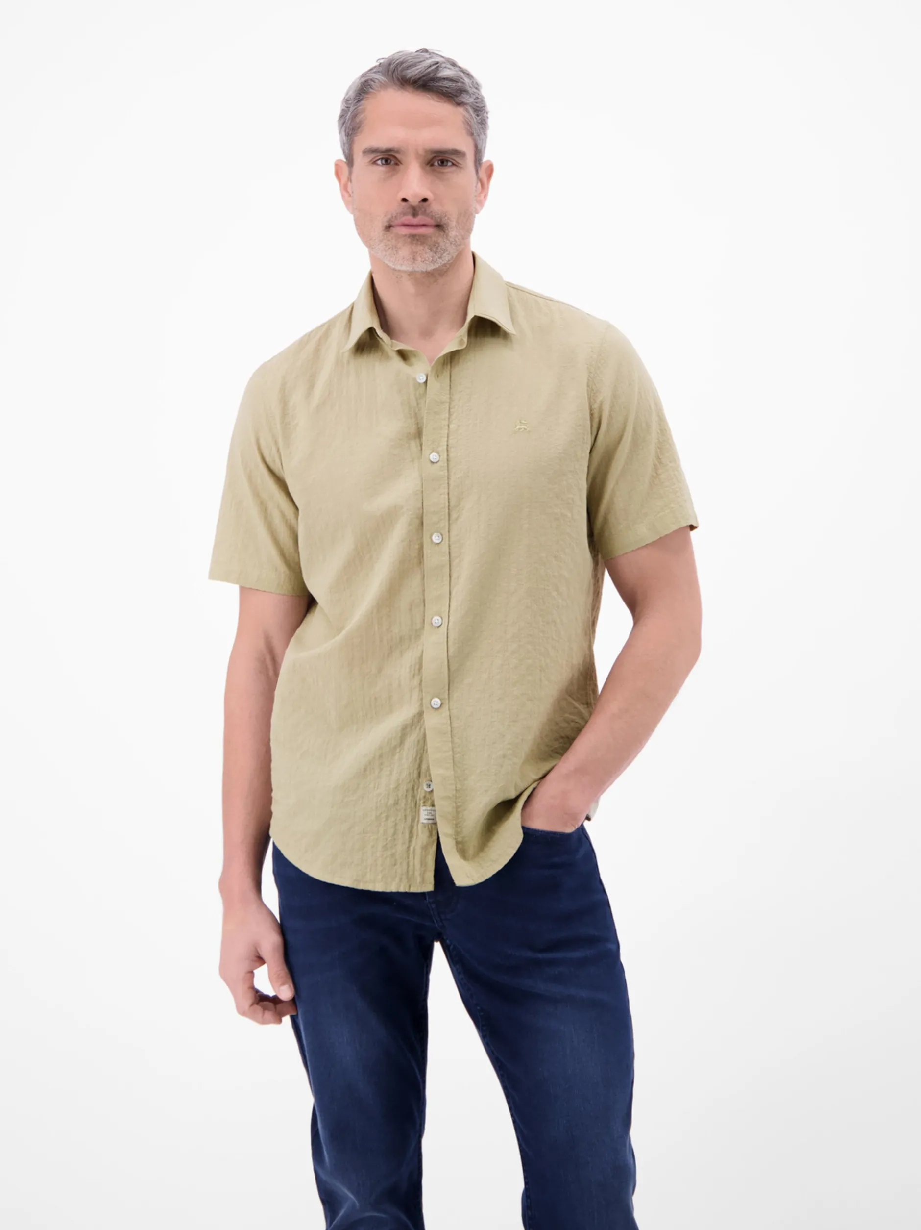 LERROS Herren Kurzarmhemd in beige