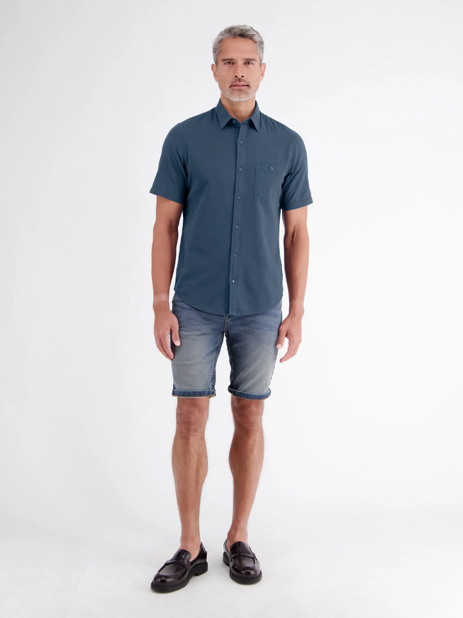 LERROS Herren Kurzarmhemd in blau