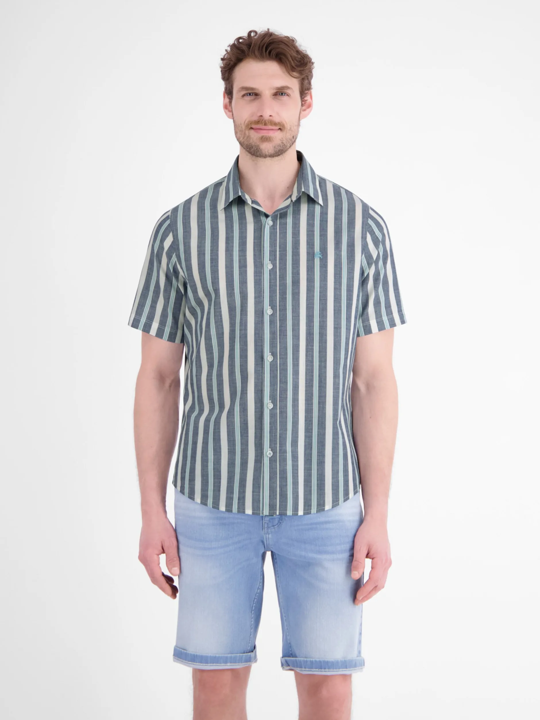 LERROS Herren Kurzarmhemd in blau