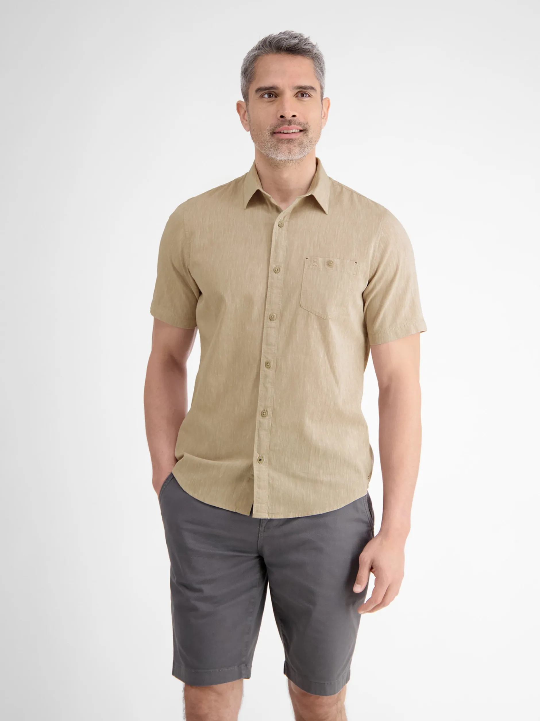 LERROS Herren Kurzarmhemd in beige