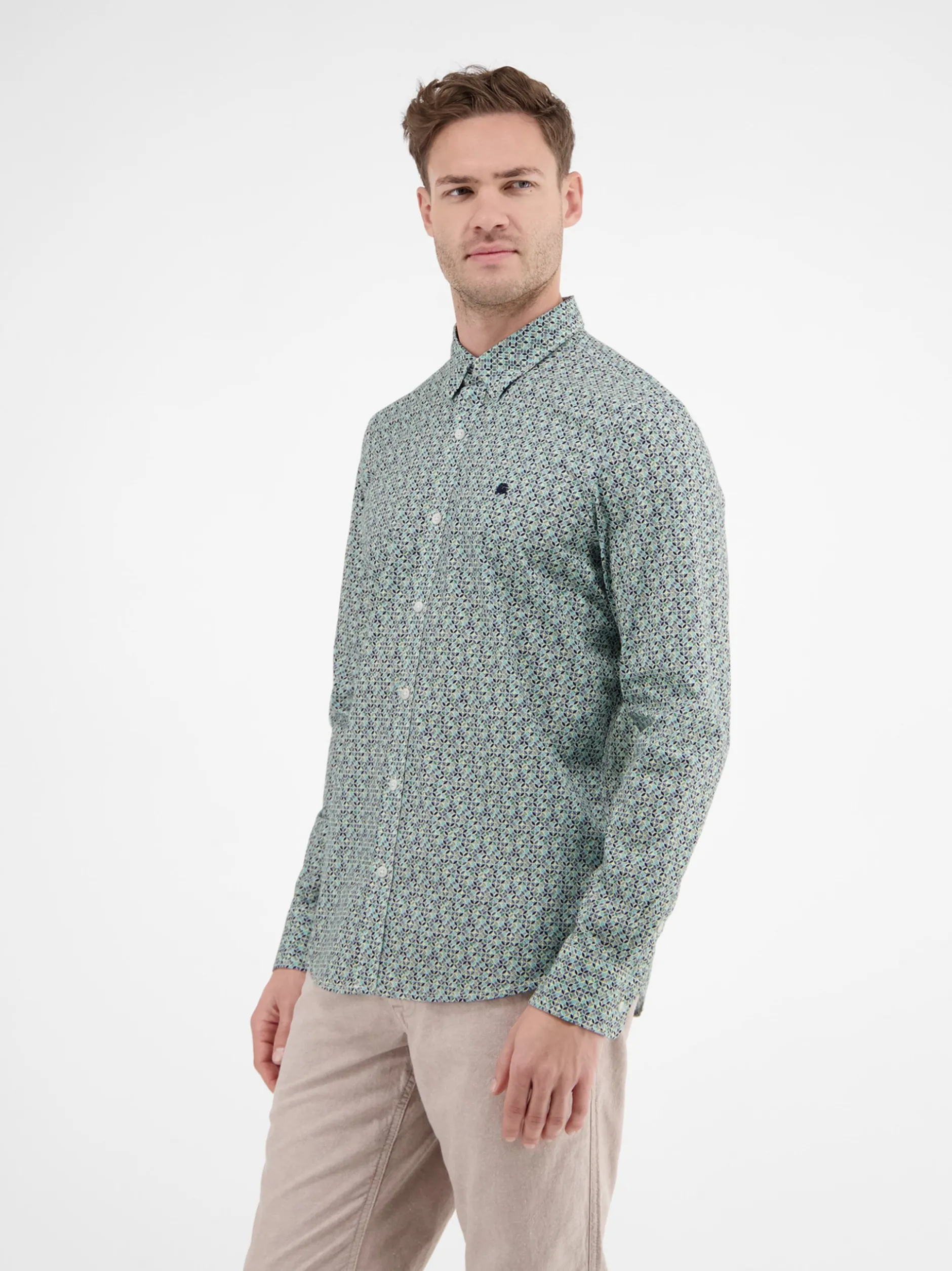 LERROS Herren Langarmhemd in blau