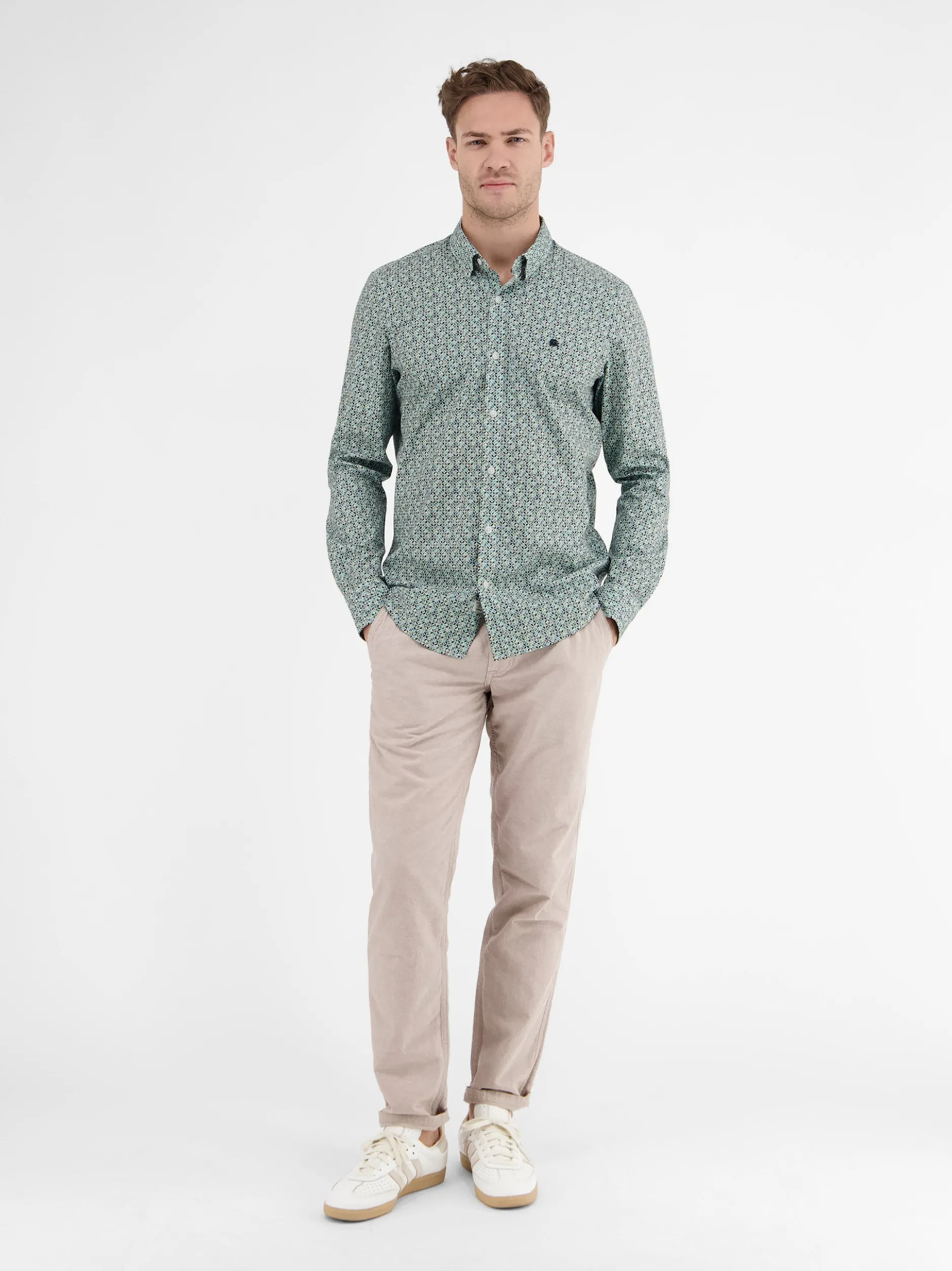 LERROS Herren Langarmhemd in blau