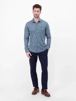 LERROS Herren Langarmhemd in blau