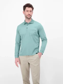 LERROS Herren Langarm-Poloshirt in blau