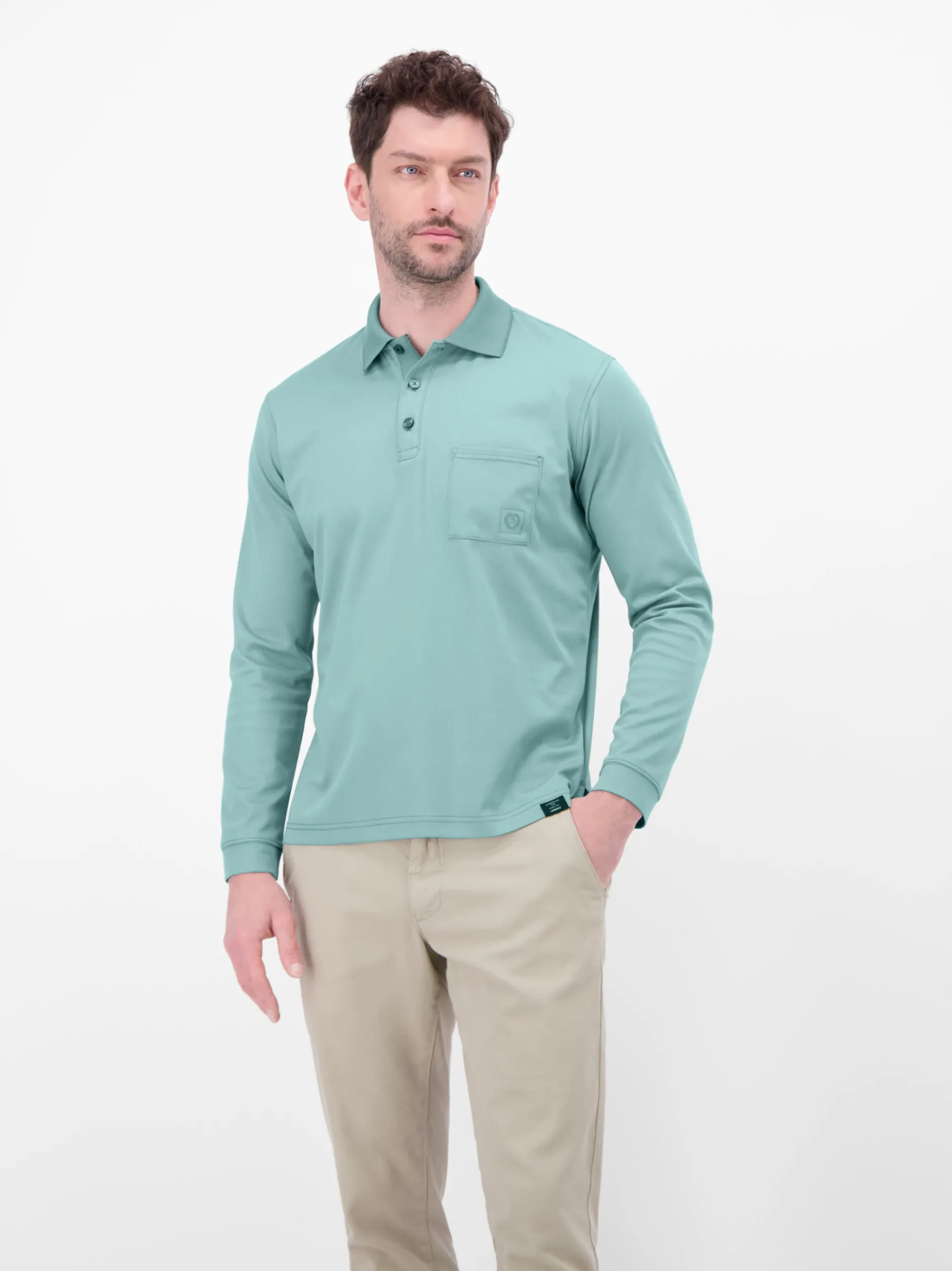 LERROS Herren Langarm-Poloshirt in blau