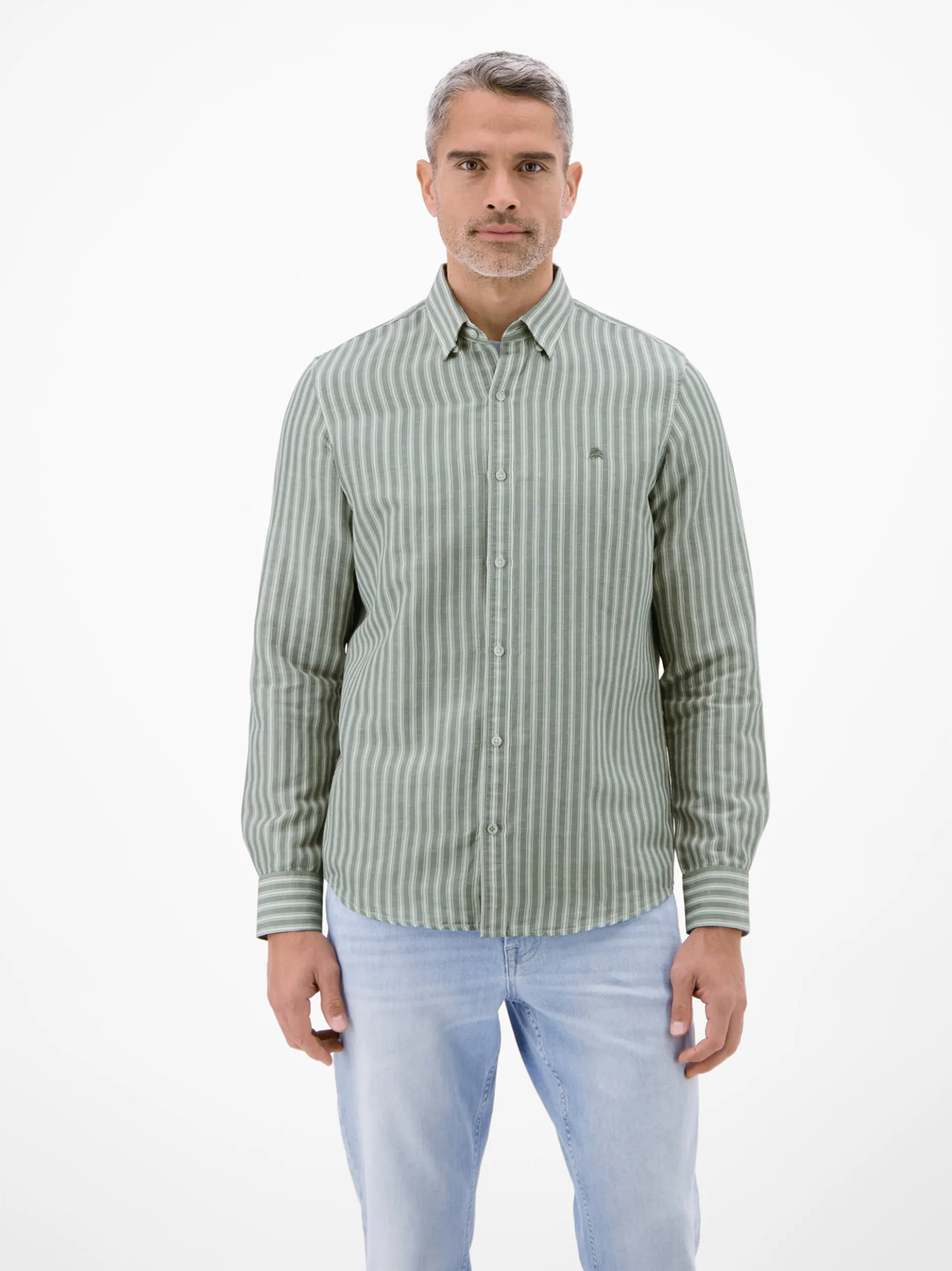 LERROS Herren Leinenhemd in grau