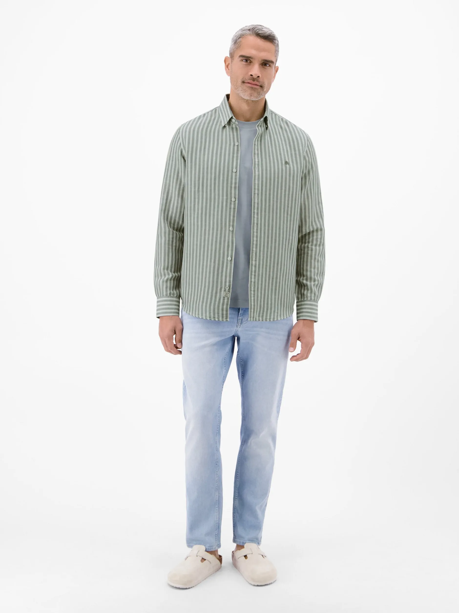 LERROS Herren Leinenhemd in grau
