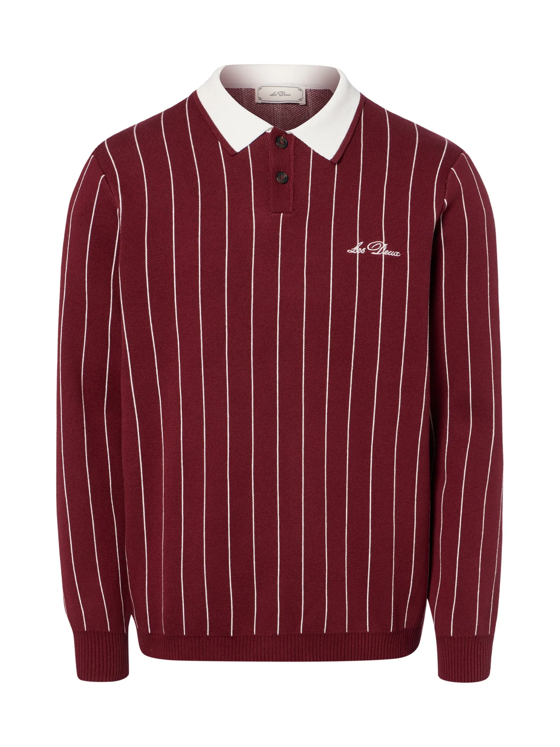 Les Deux Herren Strickpullover in bordeaux weiß