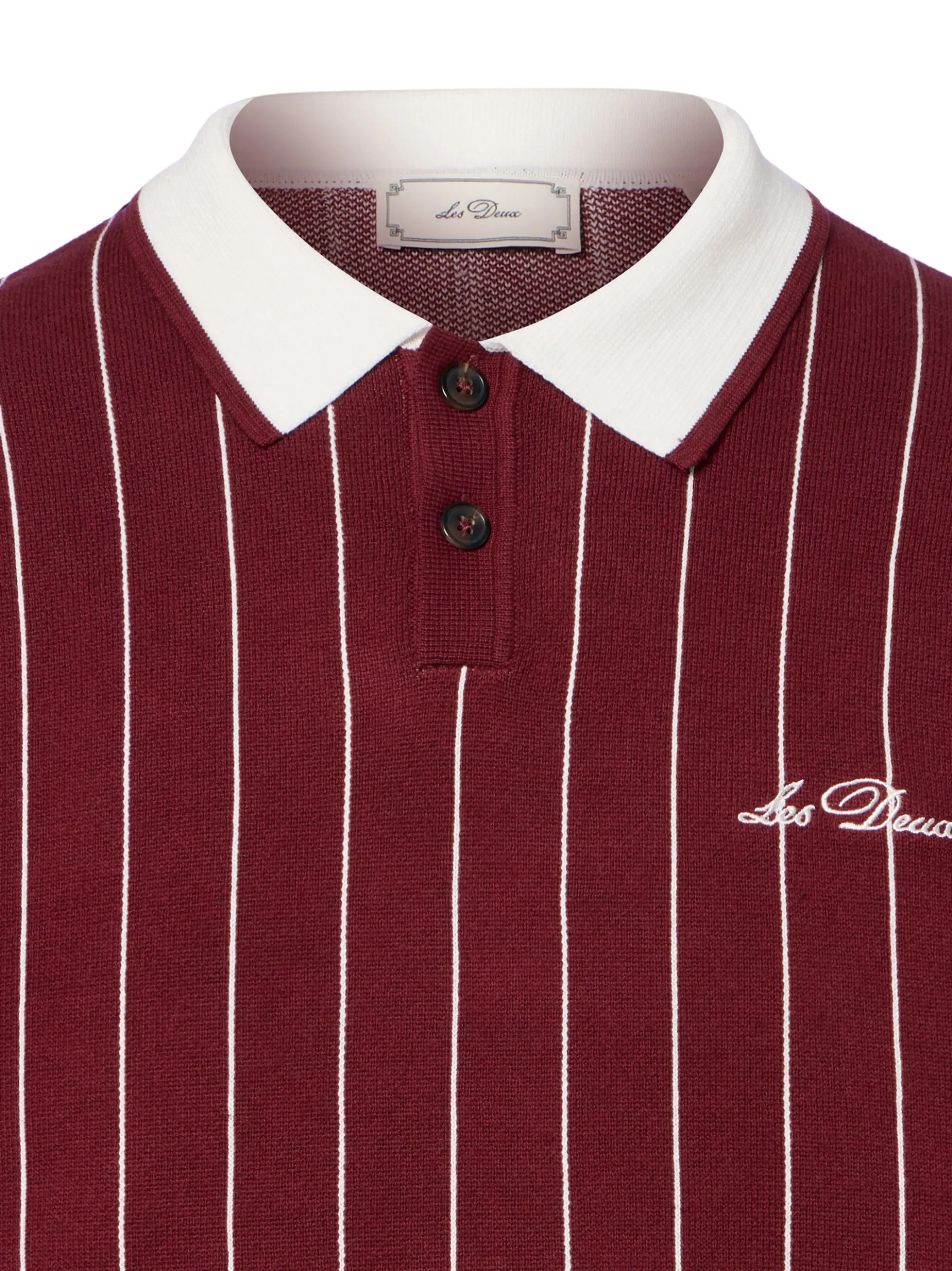 Les Deux Herren Strickpullover in bordeaux weiß