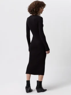 Les Lunes Damen Jerseykleid in schwarz - Länge: midi