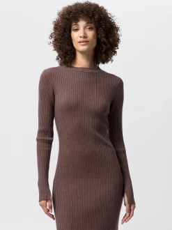 Les Lunes Damen Jerseykleid in braun - Länge: midi