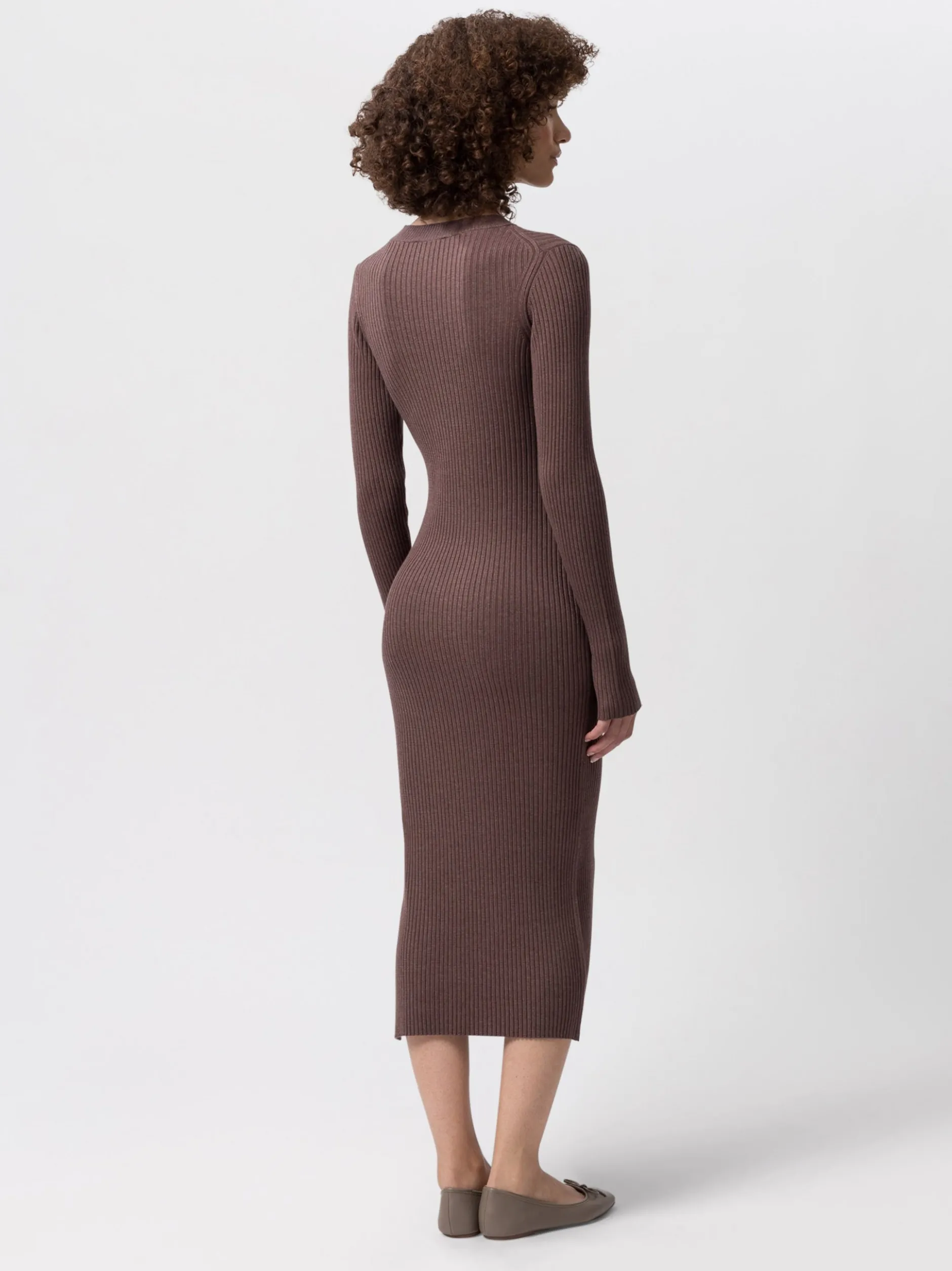 Les Lunes Damen Jerseykleid in braun - Länge: midi