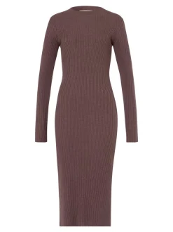 Les Lunes Damen Jerseykleid in braun - Länge: midi