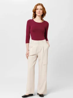 Les Lunes Damen lange Cargohose in sand