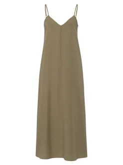 Les Lunes Damen Maxikleid in oliv - Länge: lang